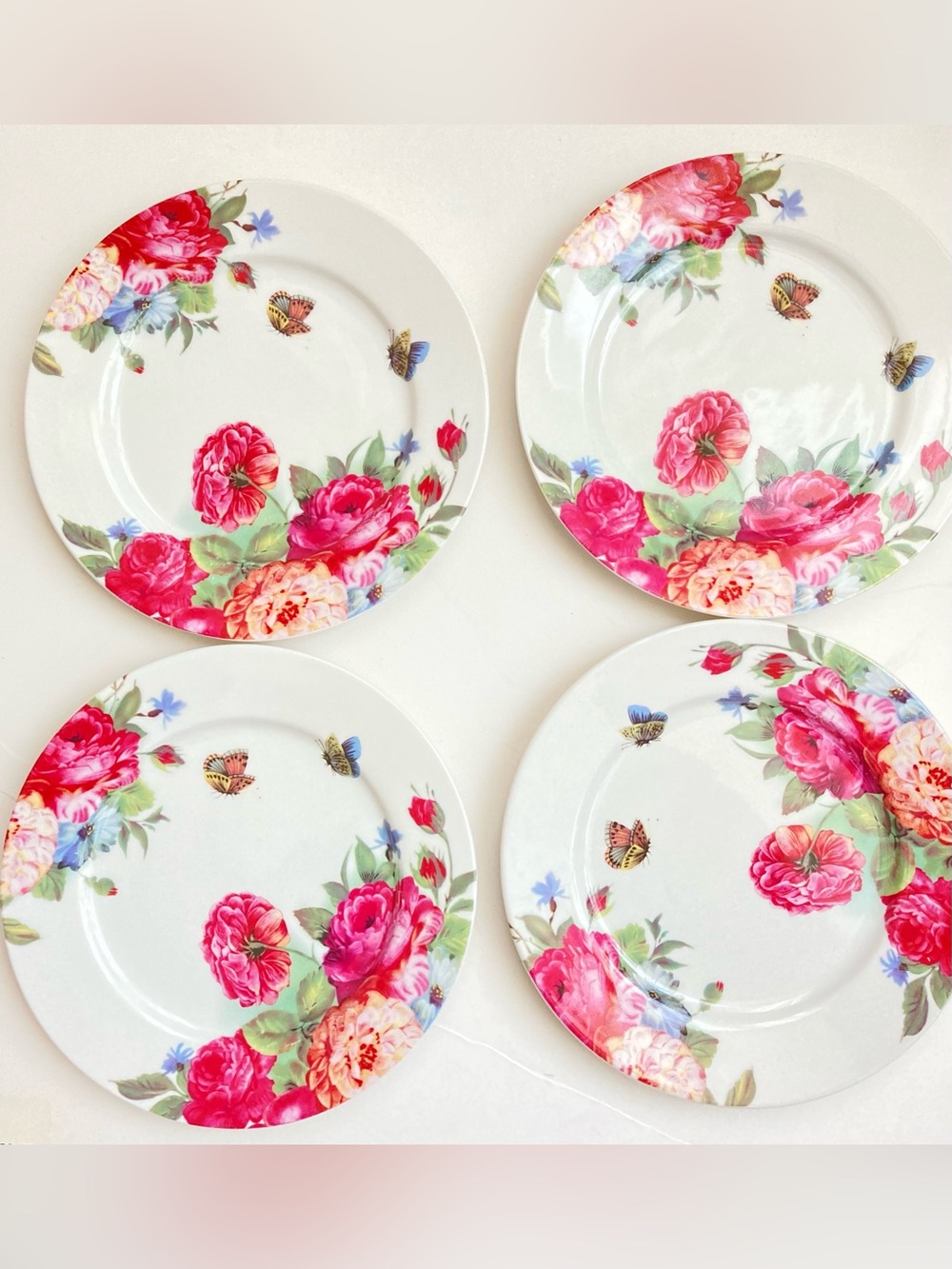 Floral plates set of 4 plates salad plates or desert plates
